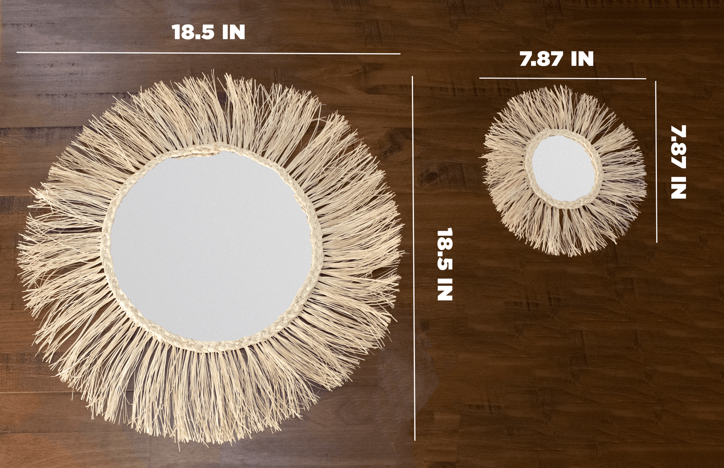 Natural Toquilla straw 1 Large & 3 Small Mirrors