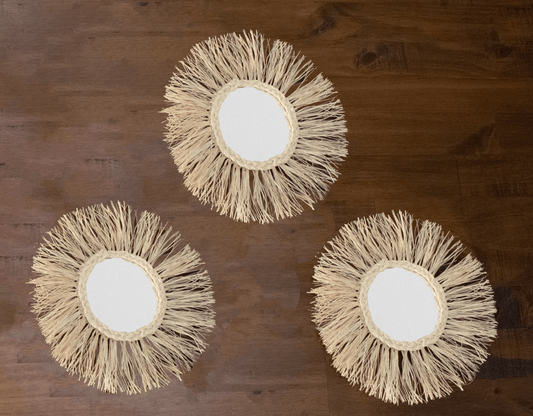 Natural Toquilla straw 3 Small  Mirror