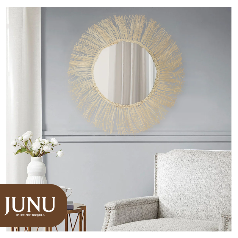 Natural Toquilla straw Large Mirror